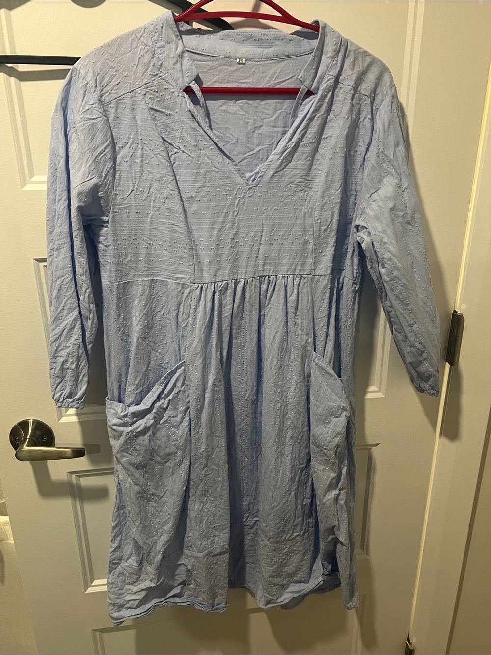Light Blue Eyelet Pocket Dress